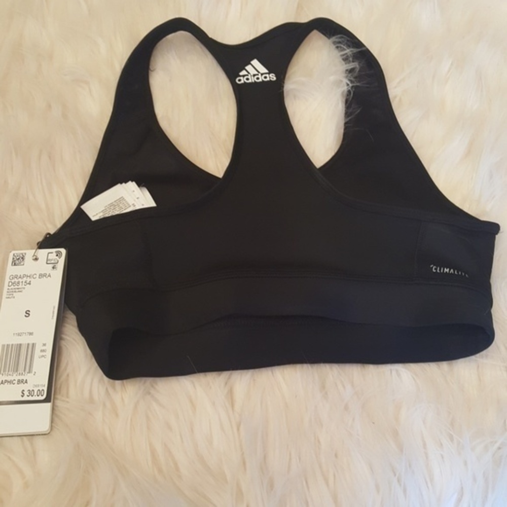 NWT ADIDAS BLK GRAPHIC SPORTS BRA SIZE‎ SMALL - Picture 3 of 7
